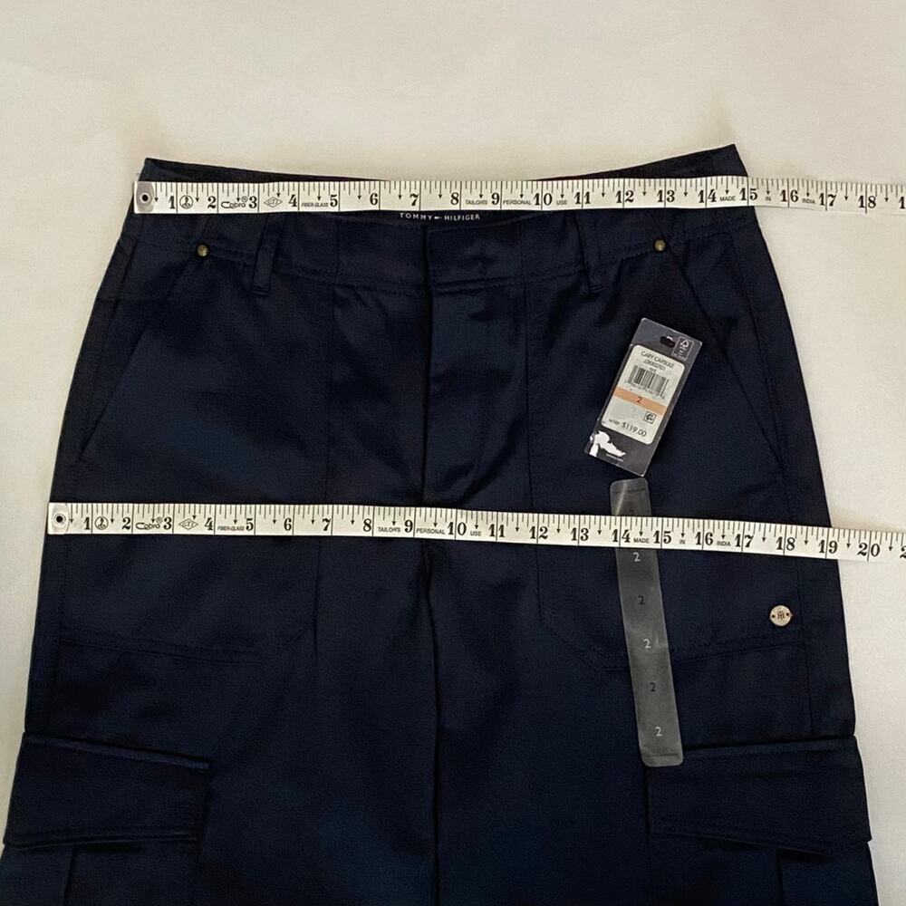 Tommy Hilfiger Cargo Pants Womens 2 Oversized Navy Wide Leg Career Workwear NWT - Picture 5 of 9
